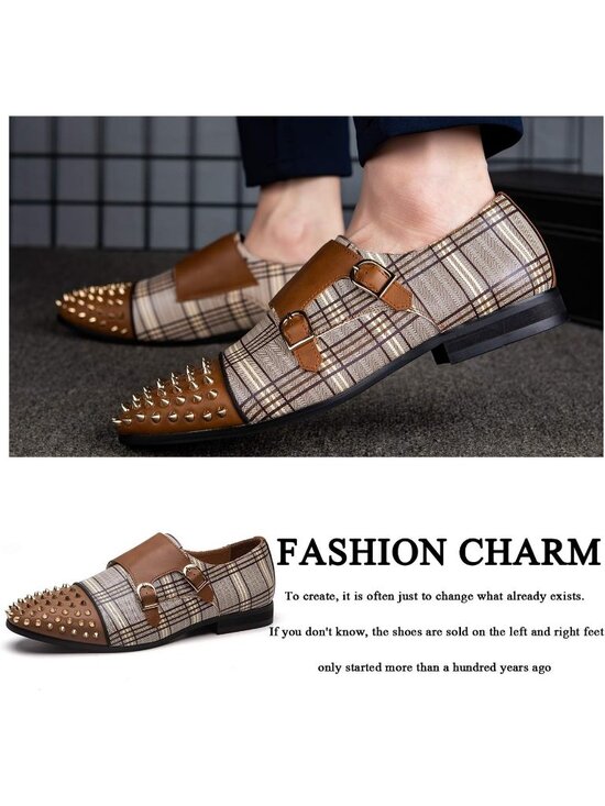 JITAI Men\'s Brown05 Elegant Rubber & Leather Penny Loafers Casual Formal Shoes main image 6